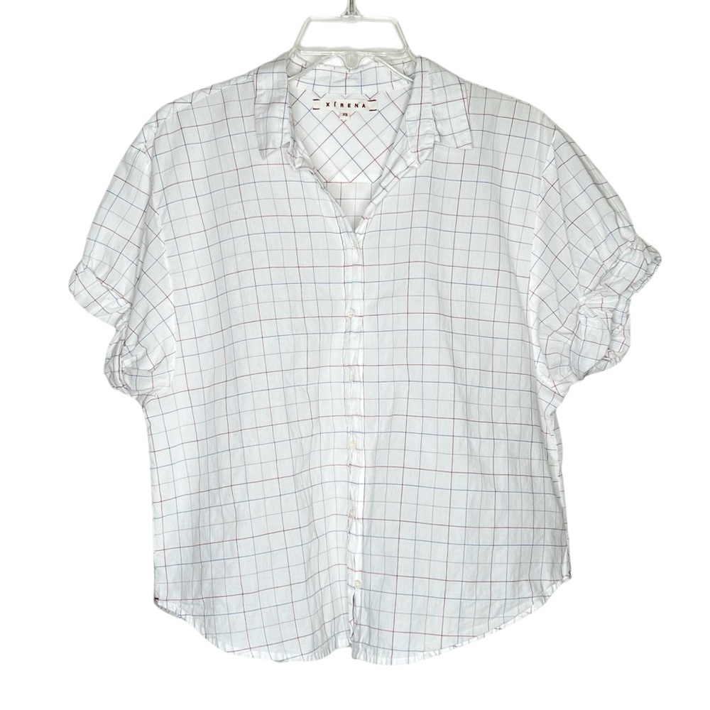 XiRENA White Plaid Blouse